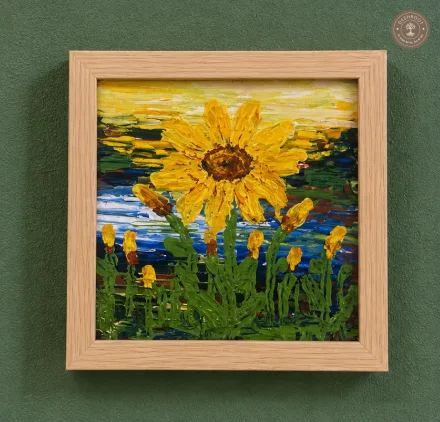Sunflower – Hand-Painted Textured Floral Acrylic Artwork on Paper