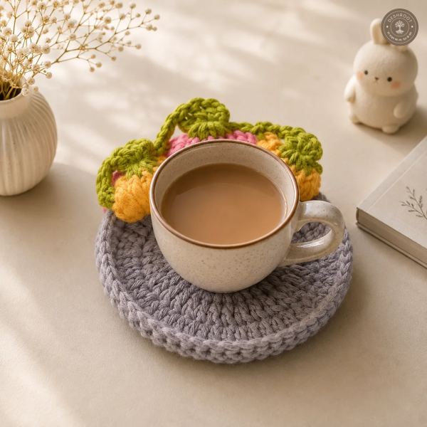 Handcrafted Pumpkin Crochet Tea Coaster