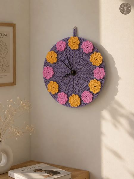 Handcrafted Crochet Floral Wall Clock