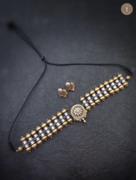 Elegant Handcrafted Terracotta Choker with Stud Earrings | Handcrafted Tamil Nadu Terracotta Jewellery