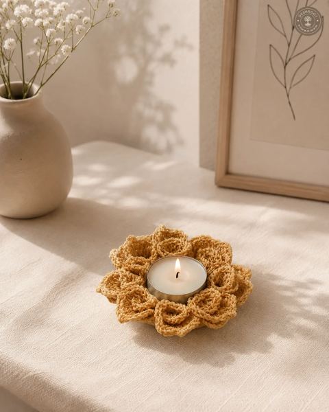 Handcrafted Crochet Flower Diya