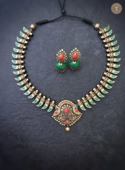 Mayuri Heritage Terracotta Necklace | Handcrafted Tamil Nadu Terracotta Jewellery
