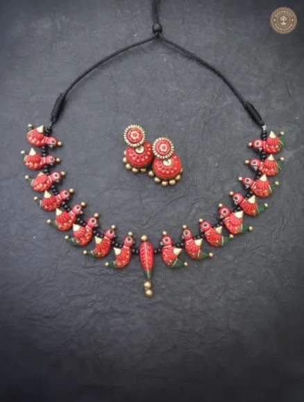 Yaazhini Terracotta Necklace | Handcrafted Tamil Nadu Terracotta Jewellery