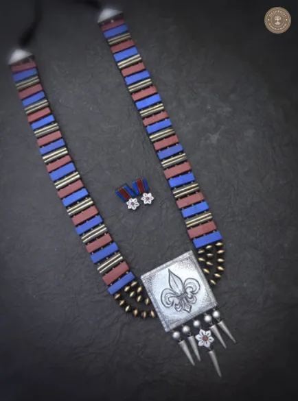 Fleur-de-Lis Terracotta Necklace | Handcrafted Tamil Nadu Terracotta Jewellery