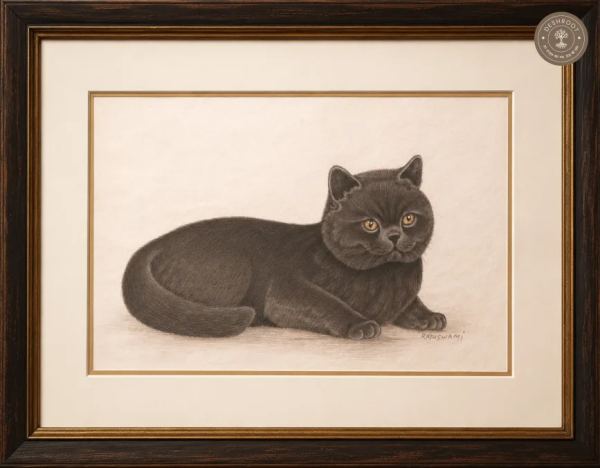 Midnight Majesty – Black Cat Portrait | Original Bikaner Miniature Painting