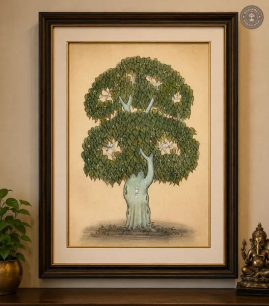 The Sacred Peepal – Original Bikaner Miniature Painting