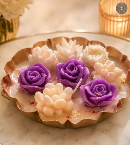 Lavender Scented Floral Candle Gift Set