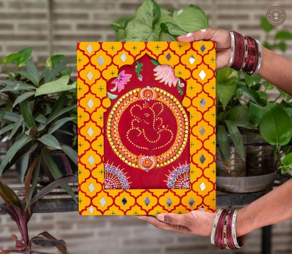 Ganpati Jharokha hanging with mirrors (12x10 inch)