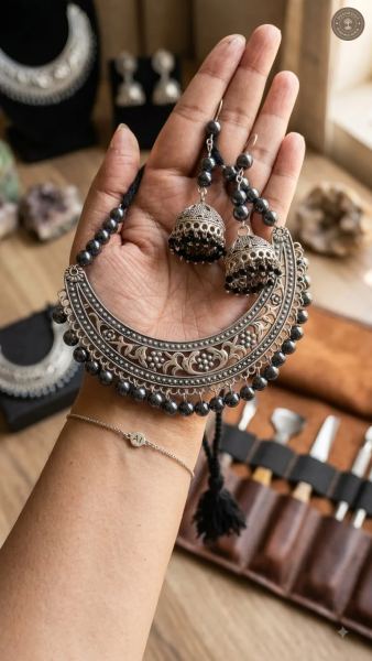 Oxidised boho necklace