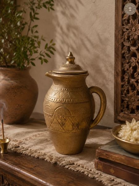 Rajasthani Handcrafted Terracotta Lidded Pitcher