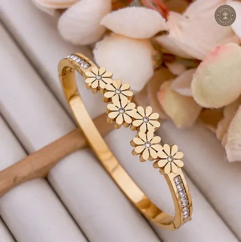 Golden Daisy Bloom Anti-Tarnish Kids Kada