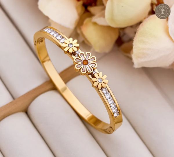 Golden Trio Daisy Crystal Anti-Tarnish Kids Kada