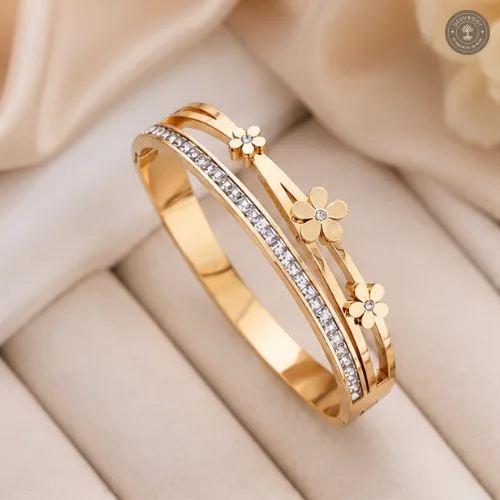 Golden Daisy Sparkle Anti-Tarnish Kids Kada