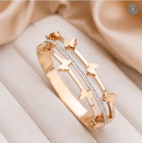 Golden Butterfly Trail Crystal Anti-Tarnish Kids Kada