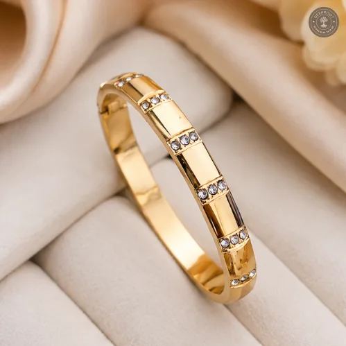 Golden LuxeLine Crystal Anti-Tarnish Kids Kada