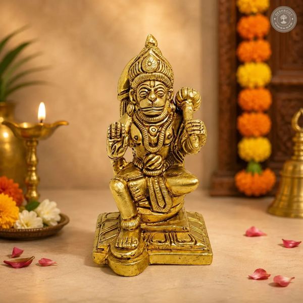 Divine Golden Hanuman Idol – Blessing Pose