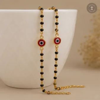 Fancy Golden Kids Size Najariya – Black Beaded Nazar Bracelet