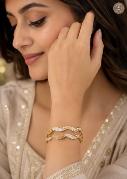 A.D. Diamond Micro Polish High Golden Twist Bangles