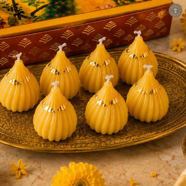 Handcrafted Scented Modak Candles Set of 6 – Premium Decorative Wax Candles for Diwali, Pooja & Home Décor