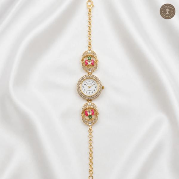 Royal Emerald Floral Kundan Watch