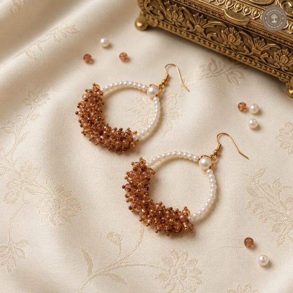 Pearl & glass Bead Hoop Earrings