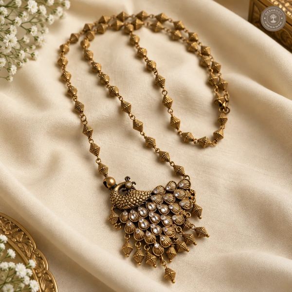 Antique Gold Peacock Kundan Necklace