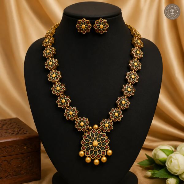 Terracotta Haaram with Matching Earrings