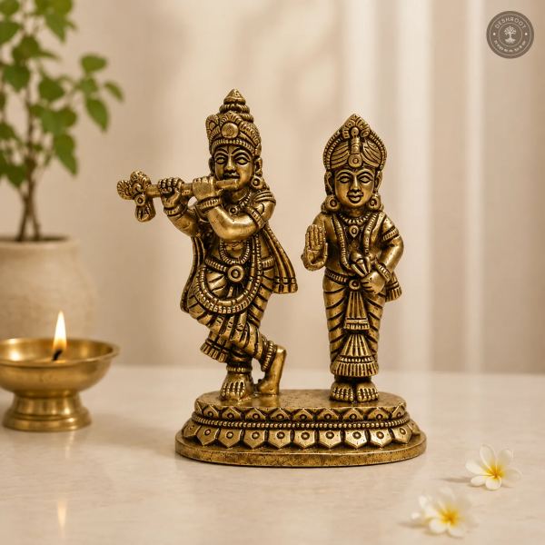 Antique Brass Radha Krishna Idol