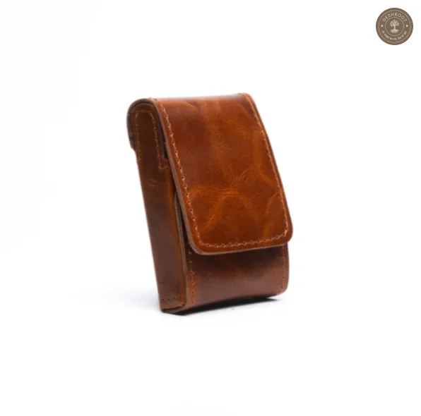 Sobo classic - Leather Cigarette Case With Lighter Pocket Caramel Brown