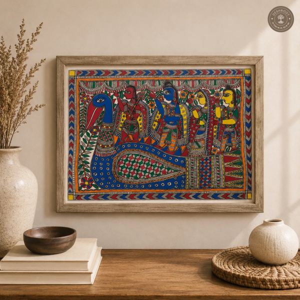 Madhubani Mayur Sabha Folk Painting