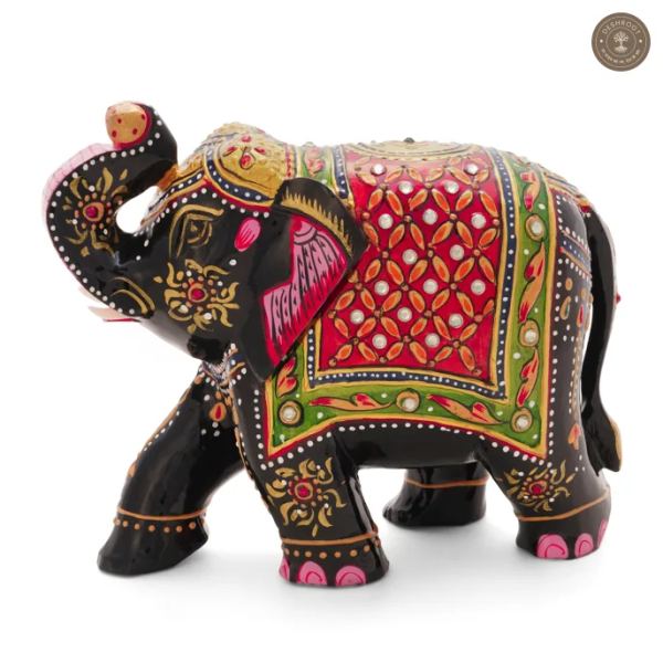 Wooden Elephant Embose Red paint