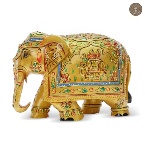 Golden Wooden Elephant Showpiece