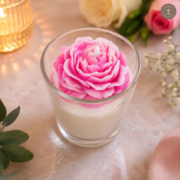 Blooming Rose Shot Glass Candle