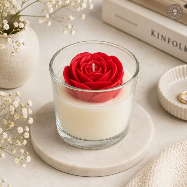 Red Rose Shot Glass Candle