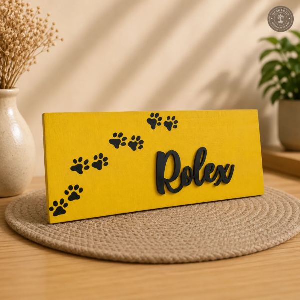 Rolex Personalized Paw Print Wooden Name Plaque