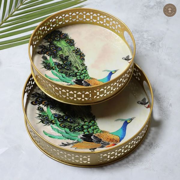 Peacock Tray Set of 2
