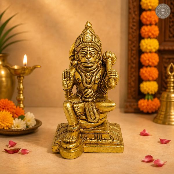 Divine Golden Hanuman Idol – Blessing Pose