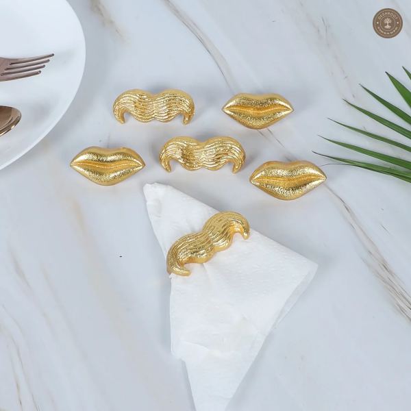 Lips & Mouctache Napkin RIng Set of 6
