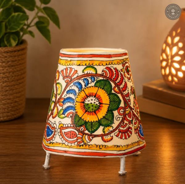 Floral Hand-Painted Leather Craft Lamp