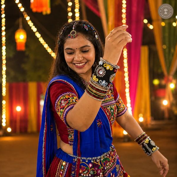 Multicolor Gujarati Garba Style Hand Cuff – Traditional Mirror Work Embroidered Hand Accessory with Beads & Ethnic Detailing for Navratri, Garba & Dandiya