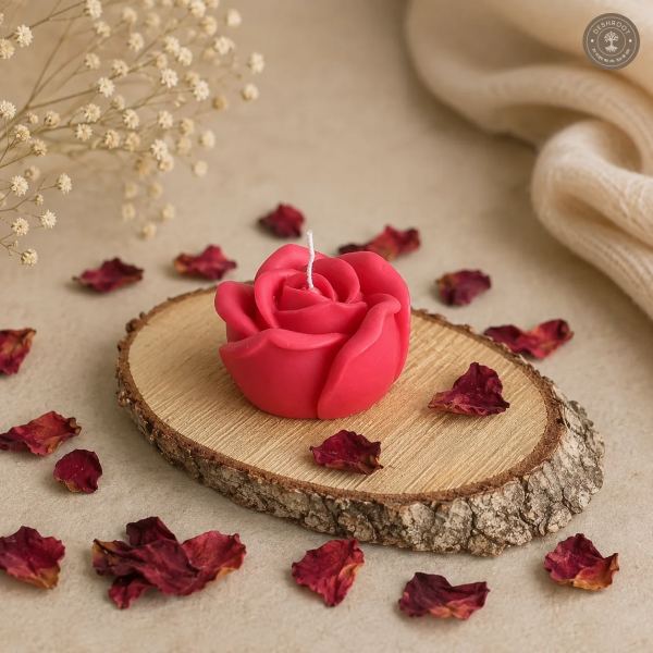 Elegant Single Rose Flower Candle