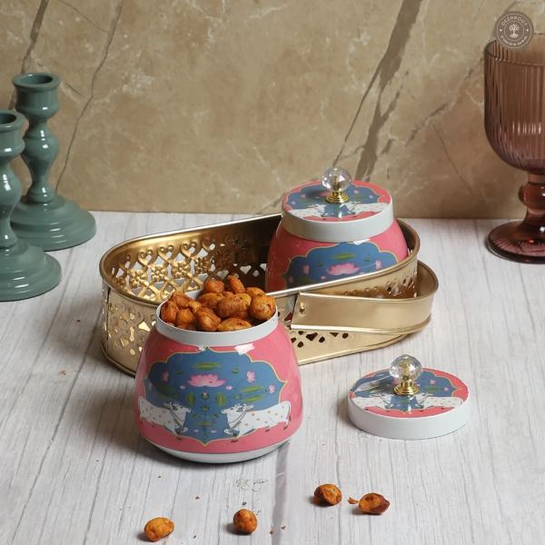 White Cow Print Jars basket Set of 3
