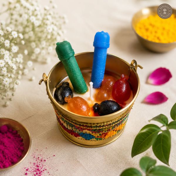 Holi Balloon Bucket Candle