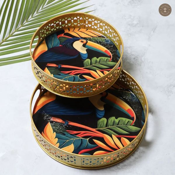 Blue Bird Tray Set of 2