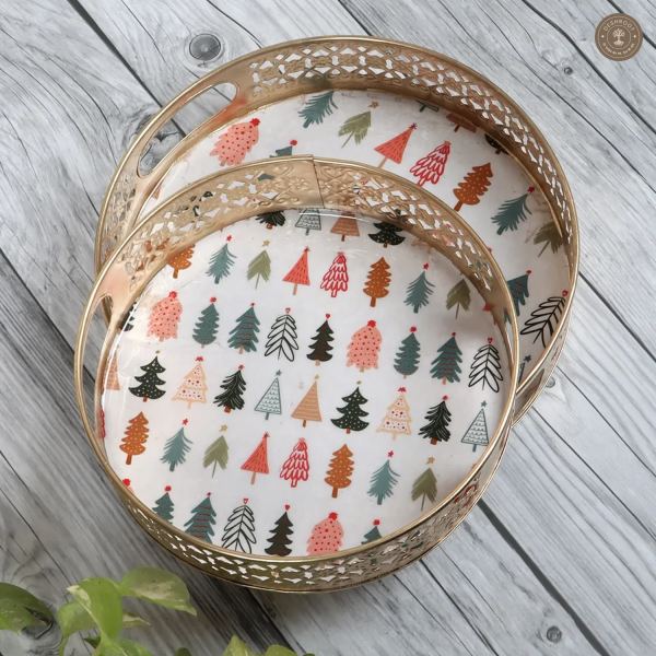 Christmas Tree Metal Basket Set of 2