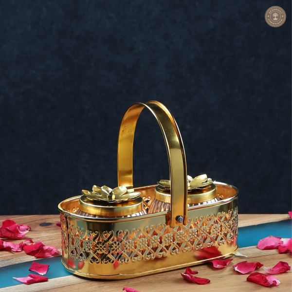 Metal Basket With Jars Set of 3