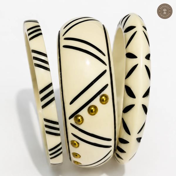 Handcrafted White Resin Bangle Set for Women (Set of 3)