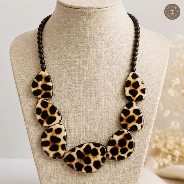 Handcrafted Animal Print Resin Statement Necklace for Women