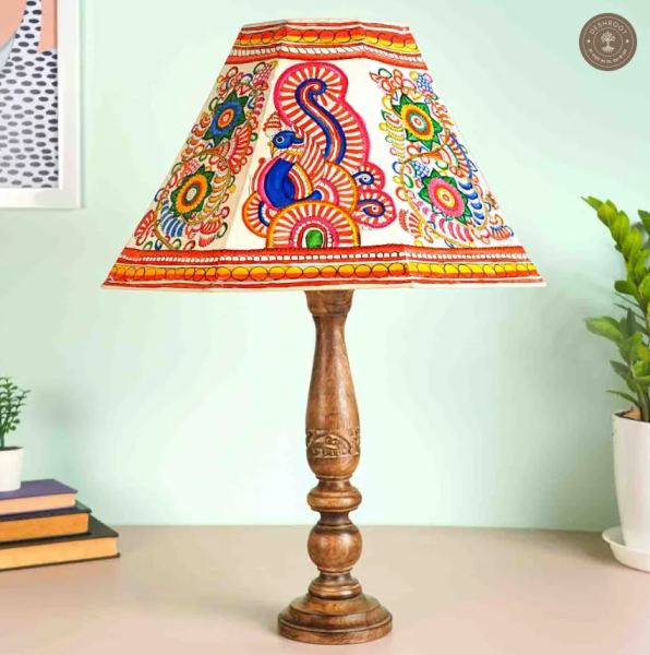 Handcrafted Multicolour Peacock Leather Table Lamp Shade – Andhra Pradesh