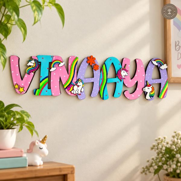 Unicorn theme nameplate for kids
